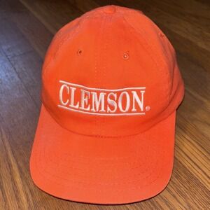 VTG 80s Clemson Tigers Made In USA Embroidered Snapback Hat Cap Orange White Bar